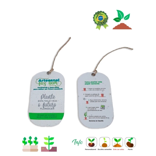 Tag de Papel Semente Oval-Tag de Papel Semente Oval
