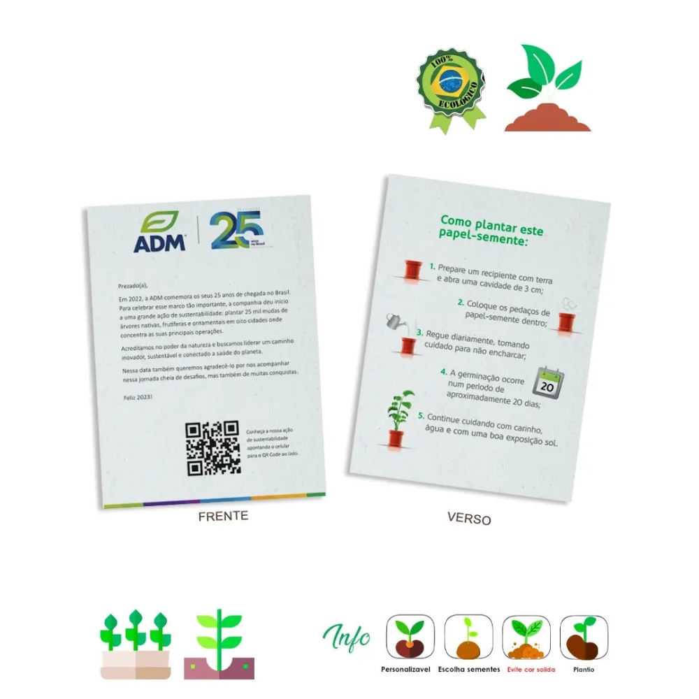 Convite Papel Semente 14x19 cm-14x19