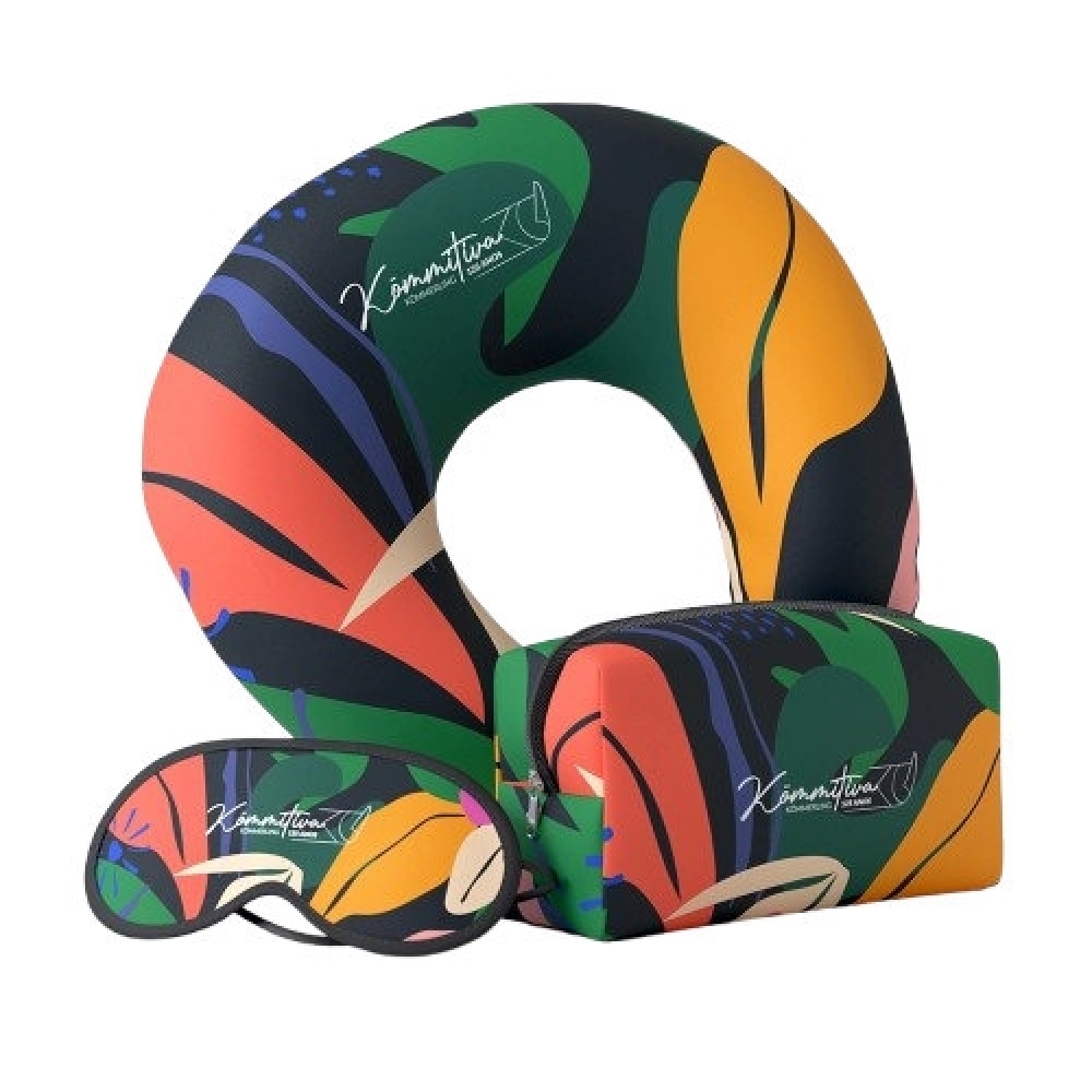 Kit Viagem Almofada Pescoço + Máscara + Necessaire