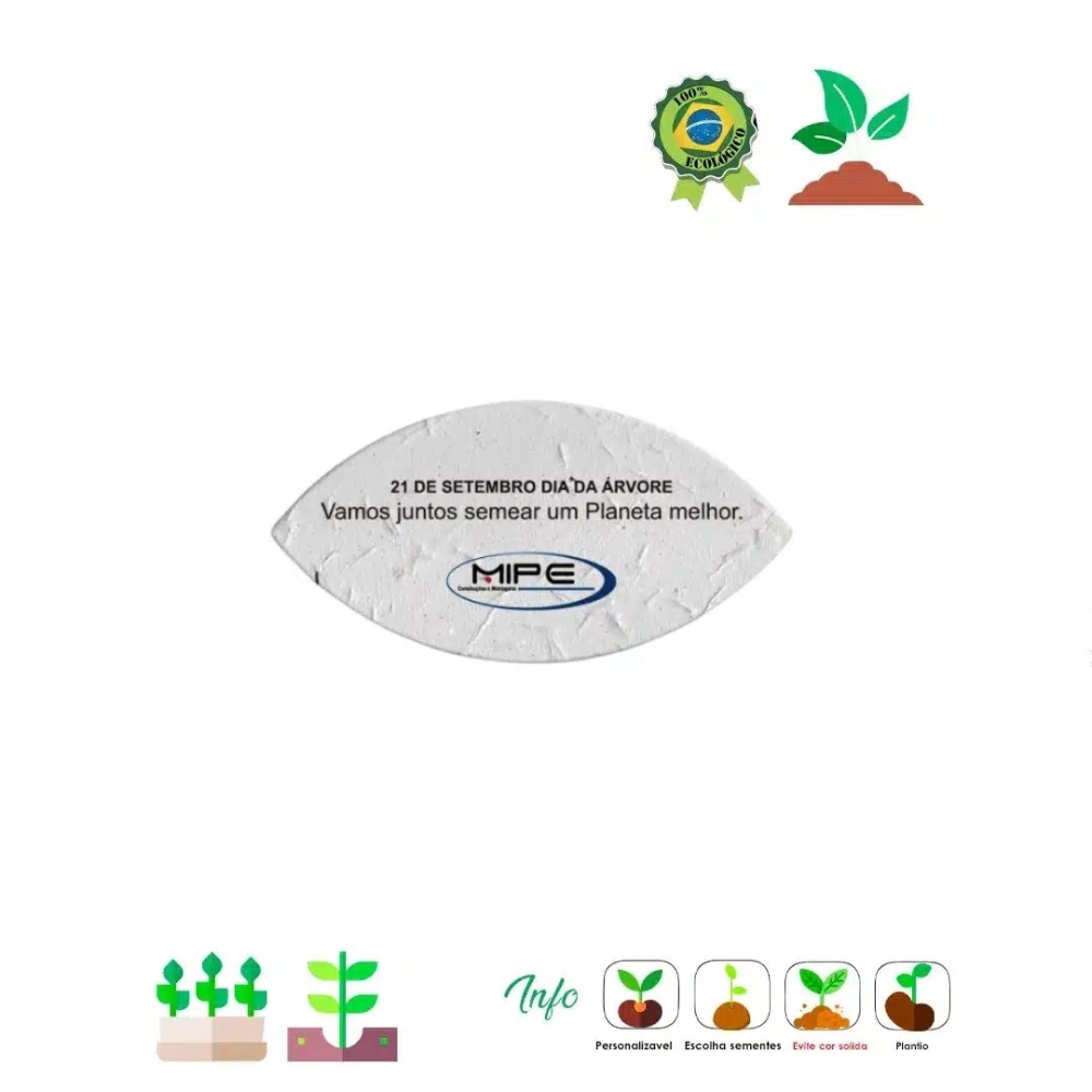 Papel semente folha 6 x 3 cm 718