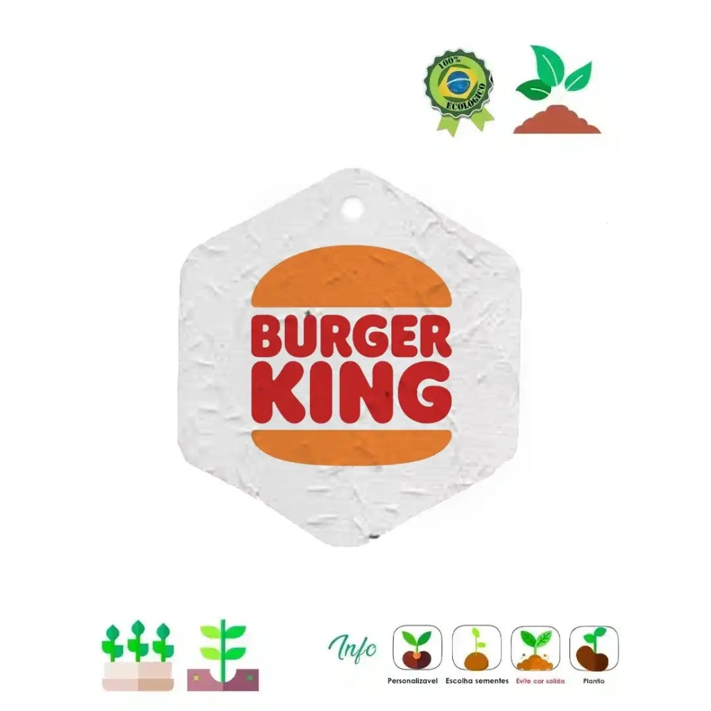 Tag em Papel Semente 6x6cm – Formato Especial Hexagonal Personalizado 1203